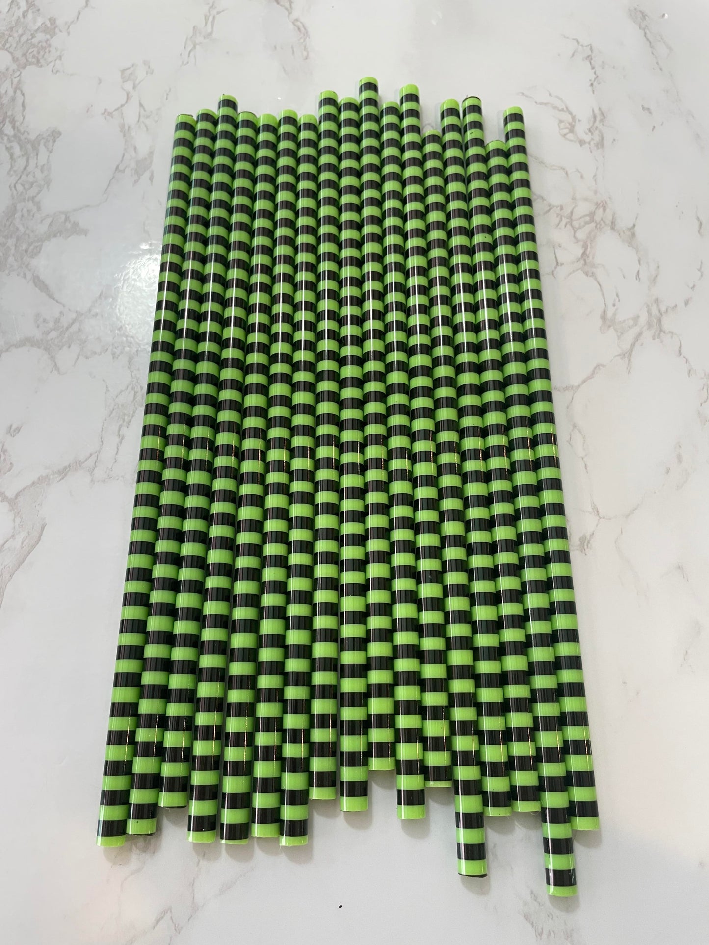 Green and black stripe Halloween straw