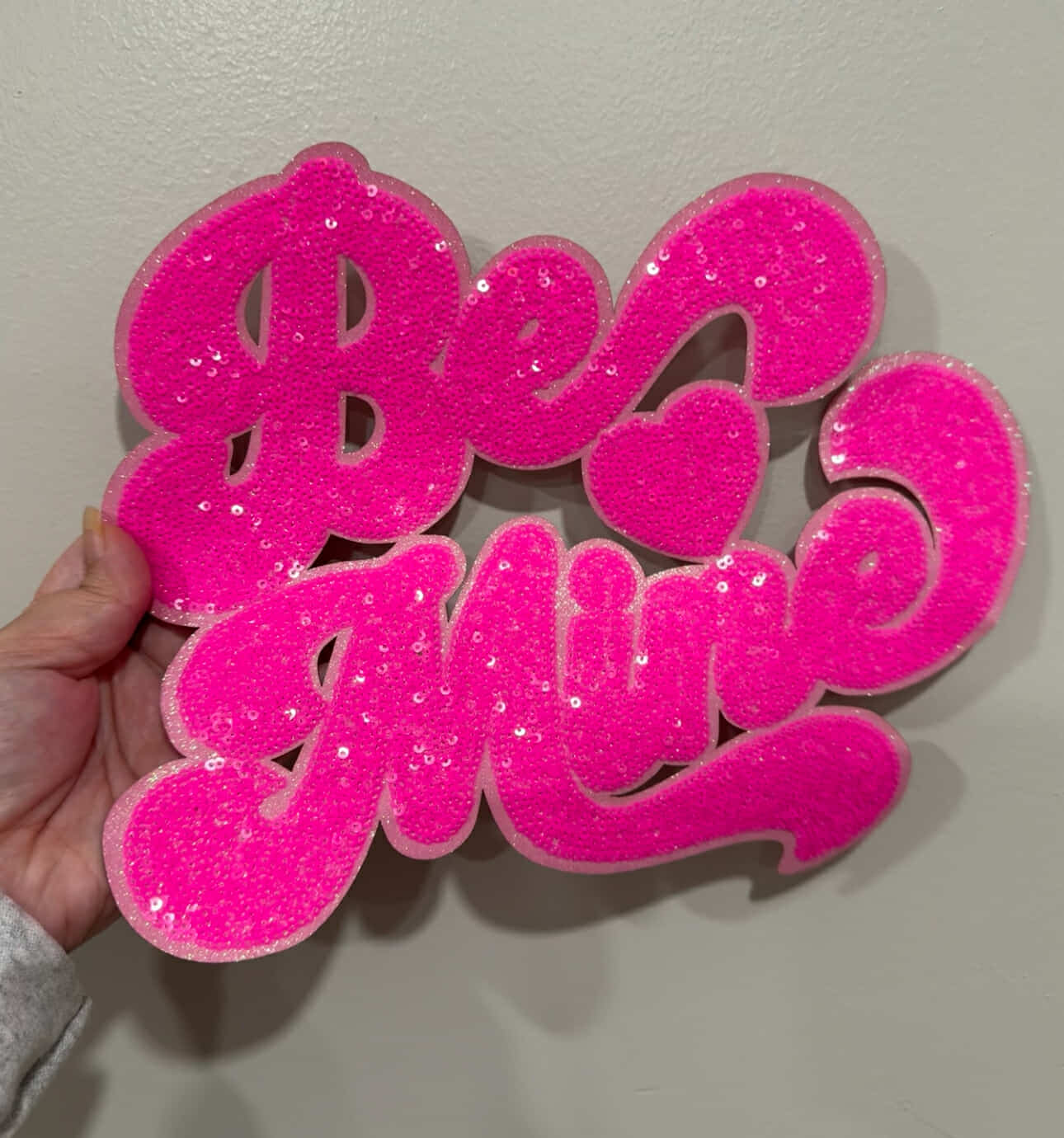 Sequin/chenille patch Be Mine