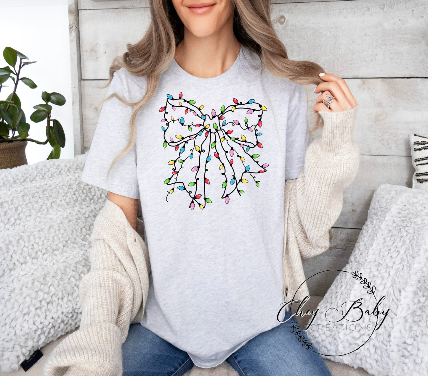 DTF Christmas Light Bow