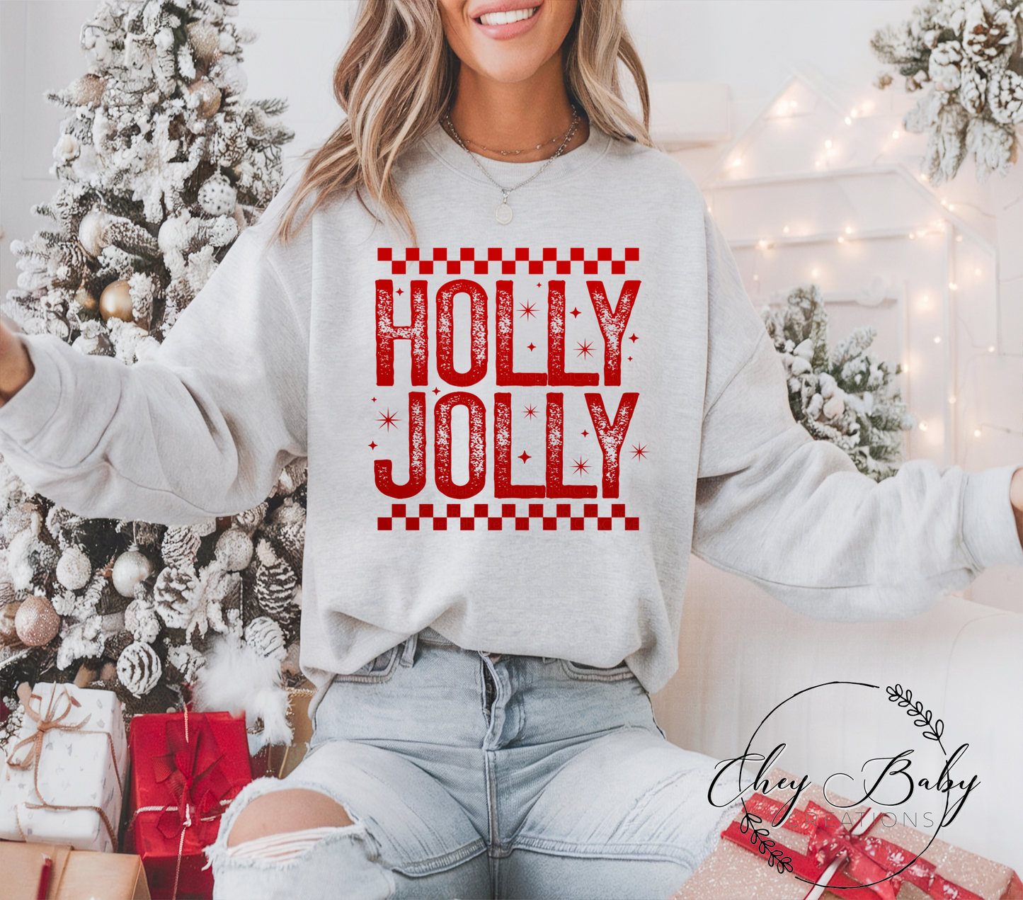Holly Jolly checkered (red ink)