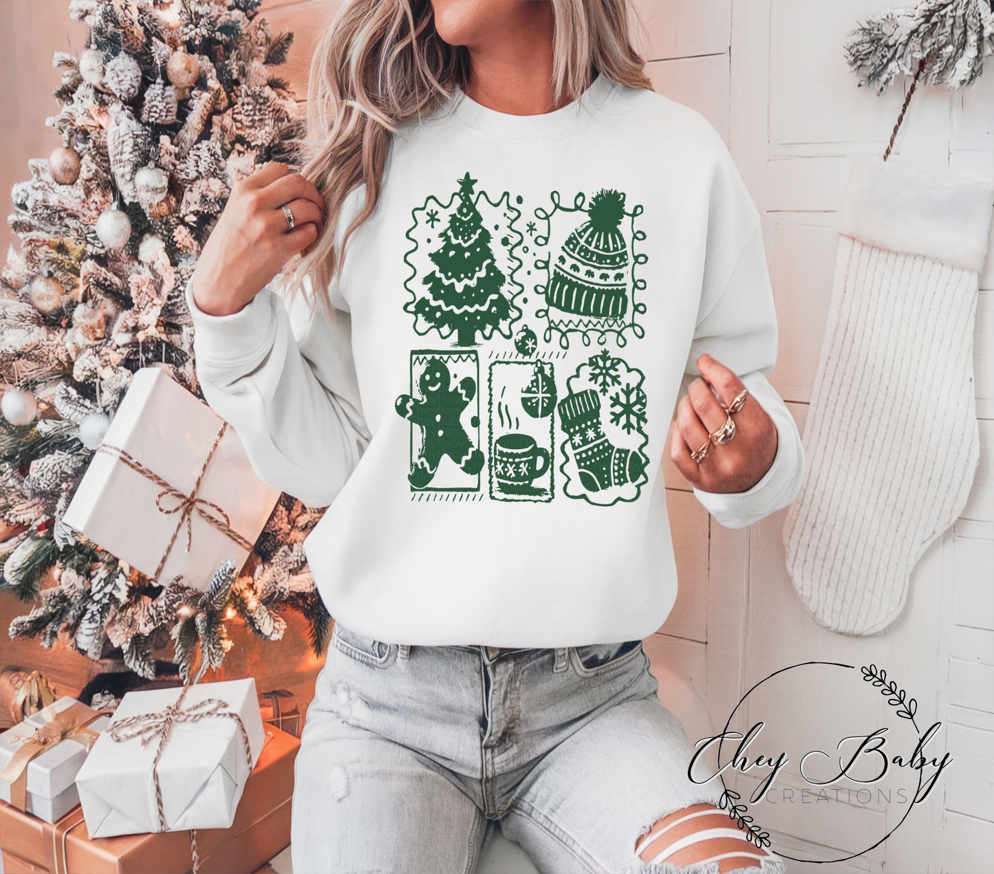 Winter Doodles (hunter green ink)