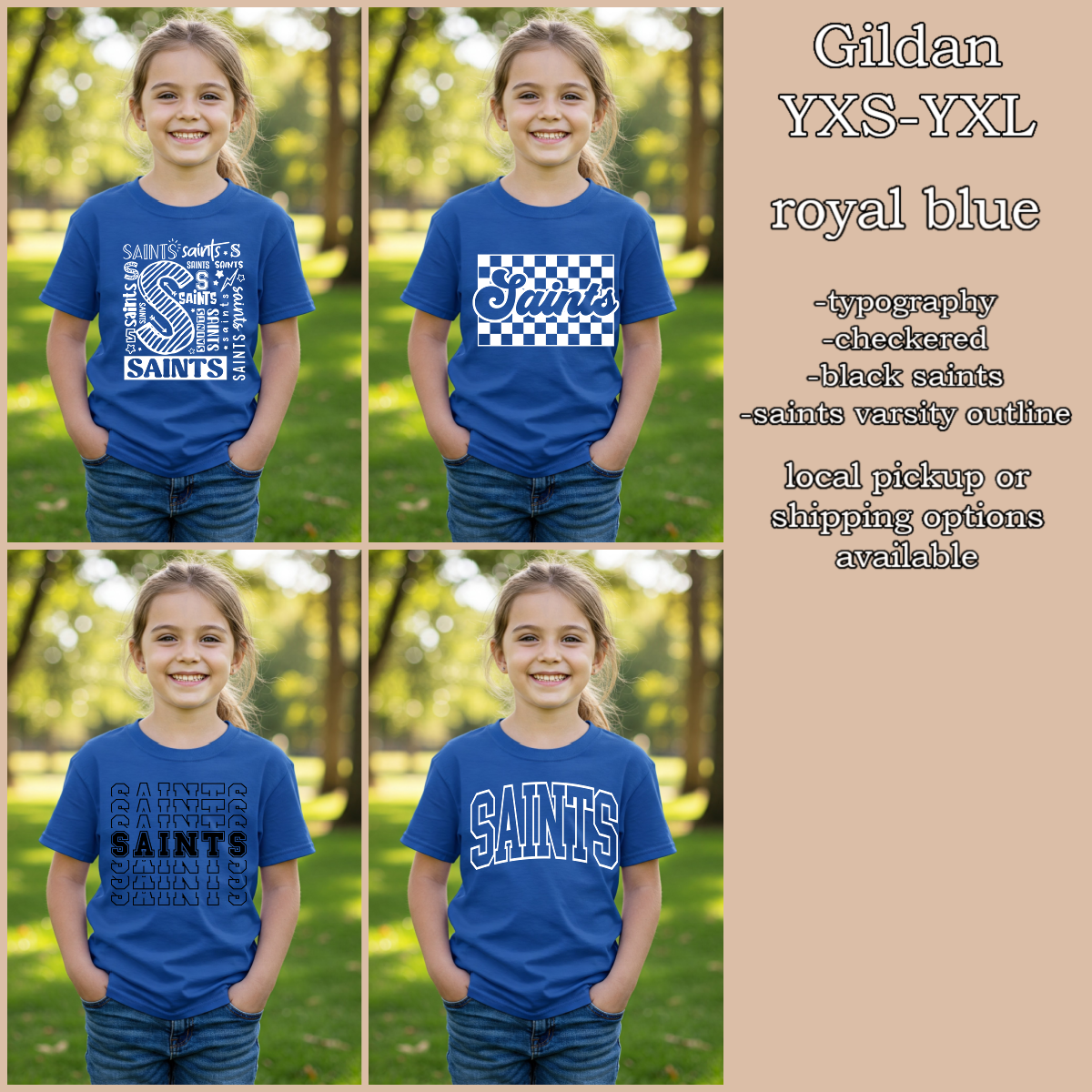 SAINTS Friday wear YOUTH royal blue(Gildan t shirt)