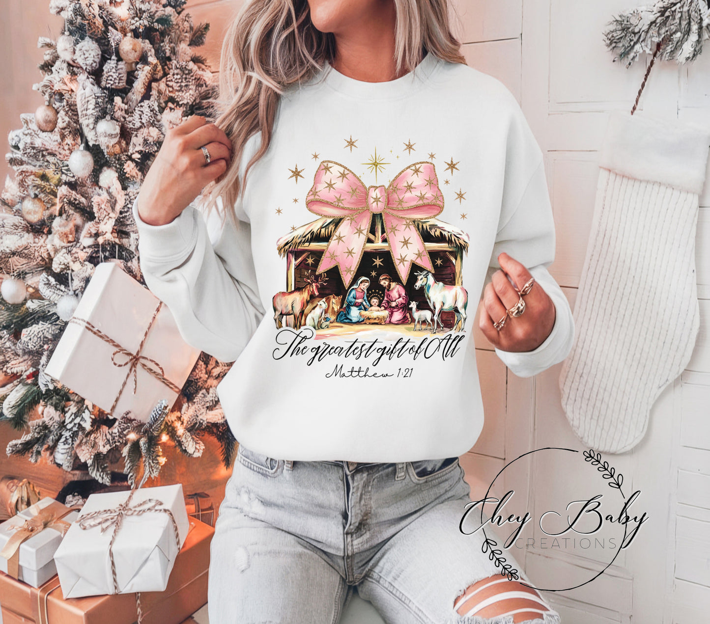 DTF Bow Nativity The greatest gift of all