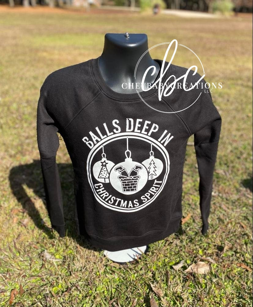 Balls Deep in Christmas Spirit (Women's Fit) crewneck sweatshirt
