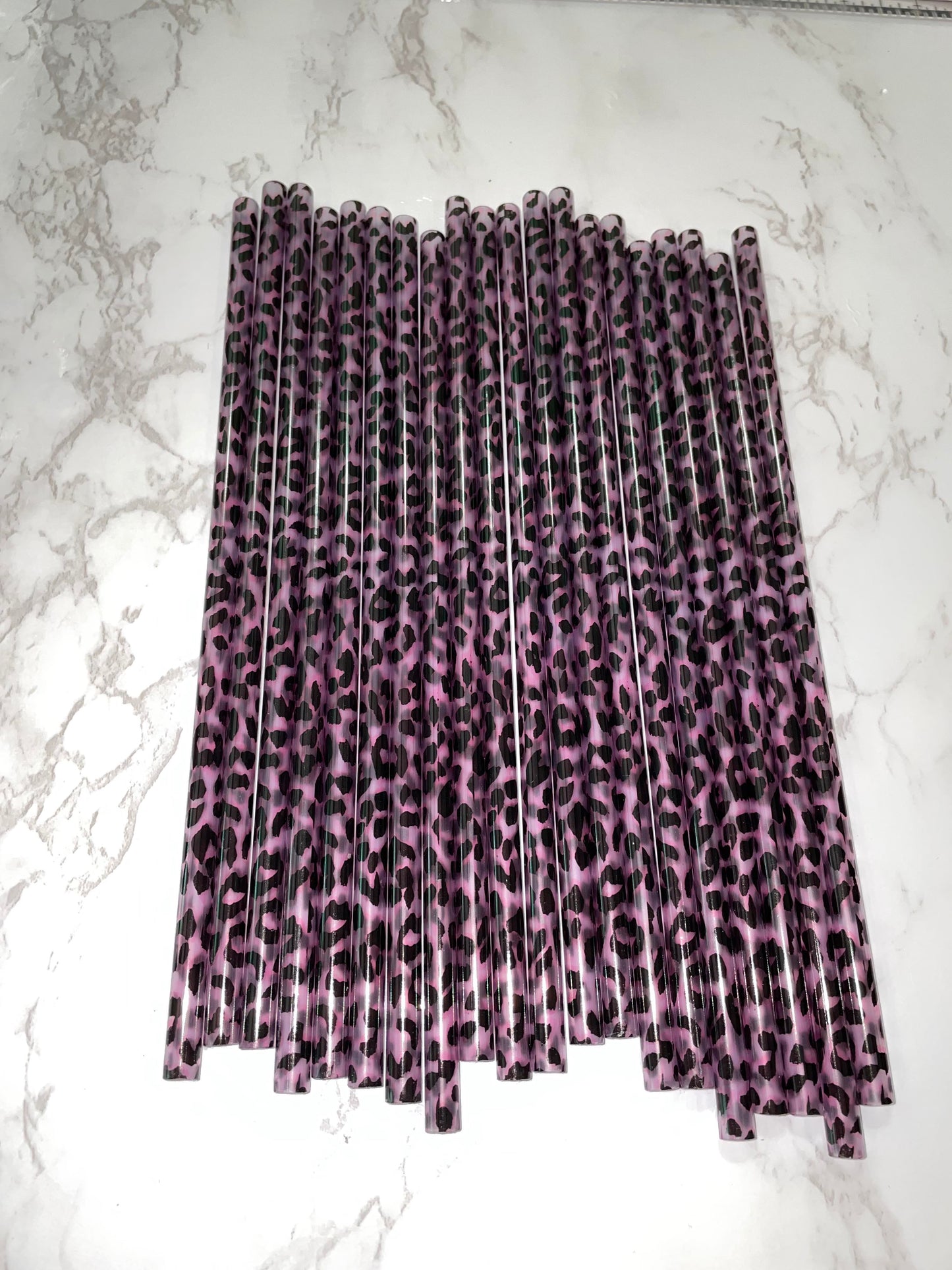 purple leopard straw