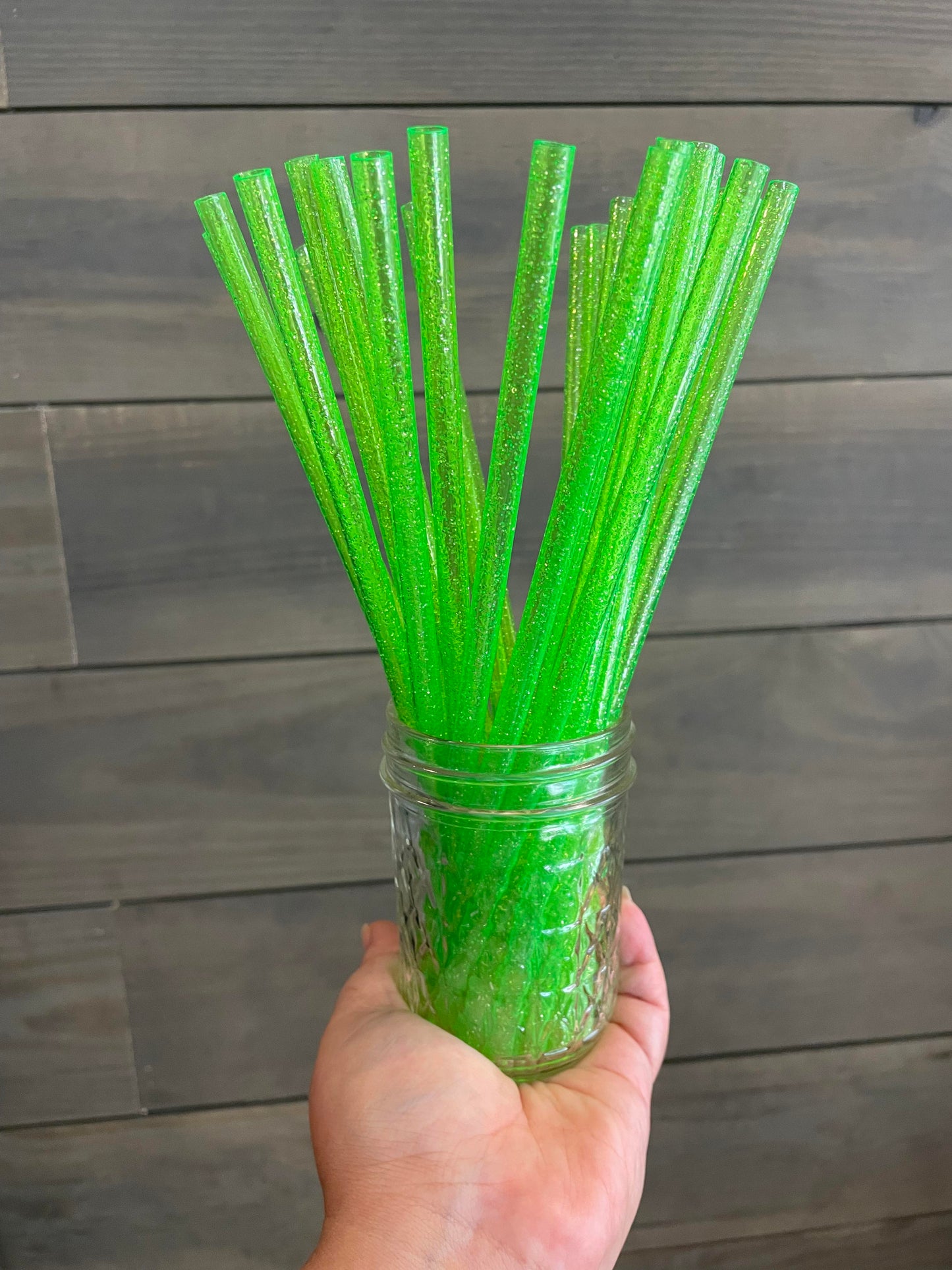 Green glitter straw