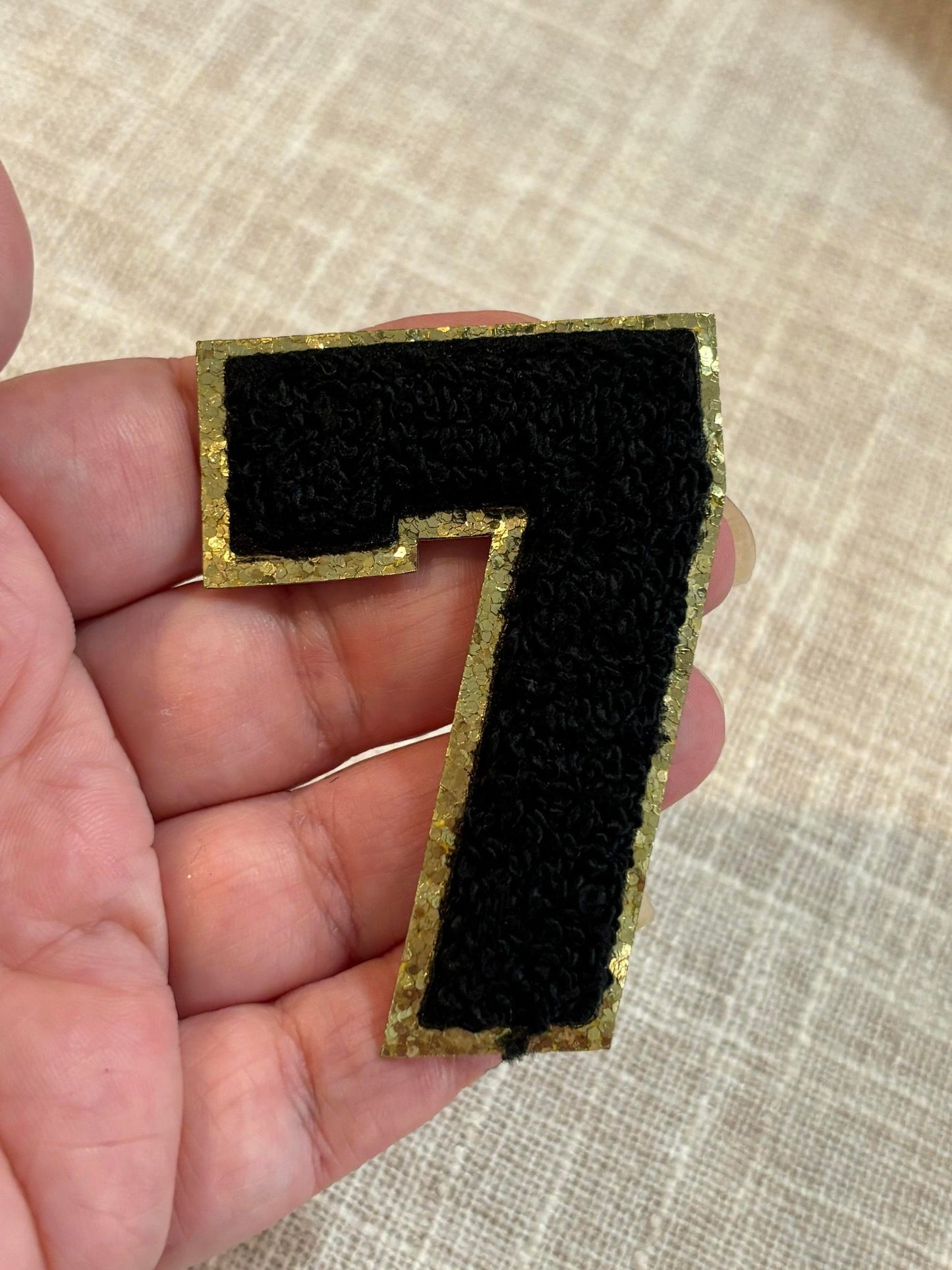 Black number chenille patch (hat patch)