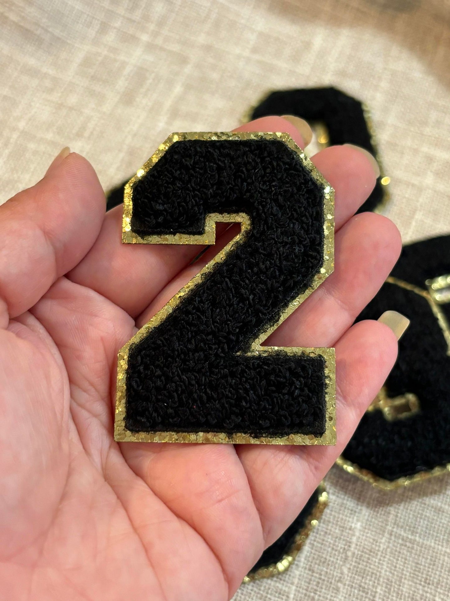 Black number chenille patch (hat patch)