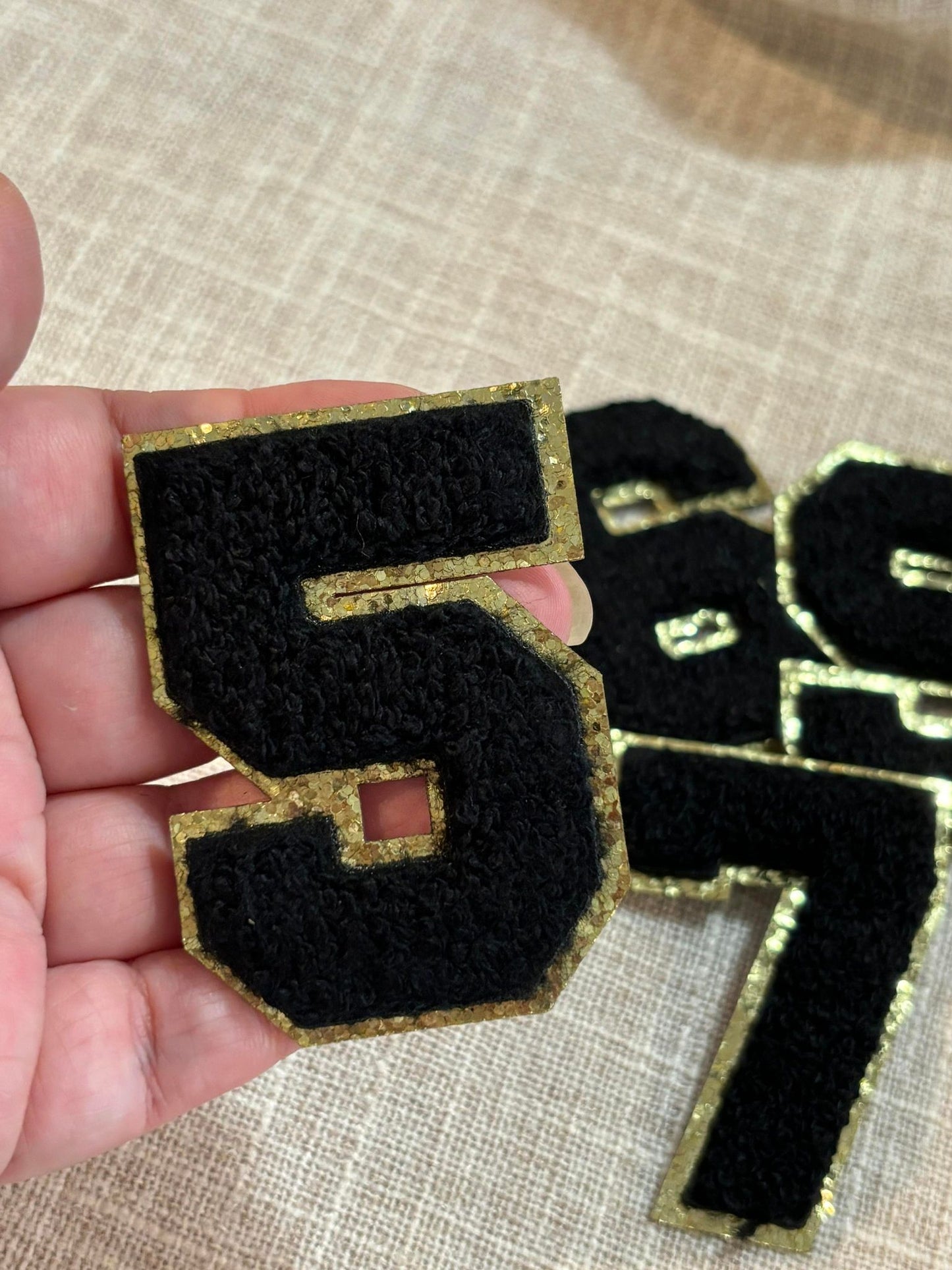 Black number chenille patch (hat patch)