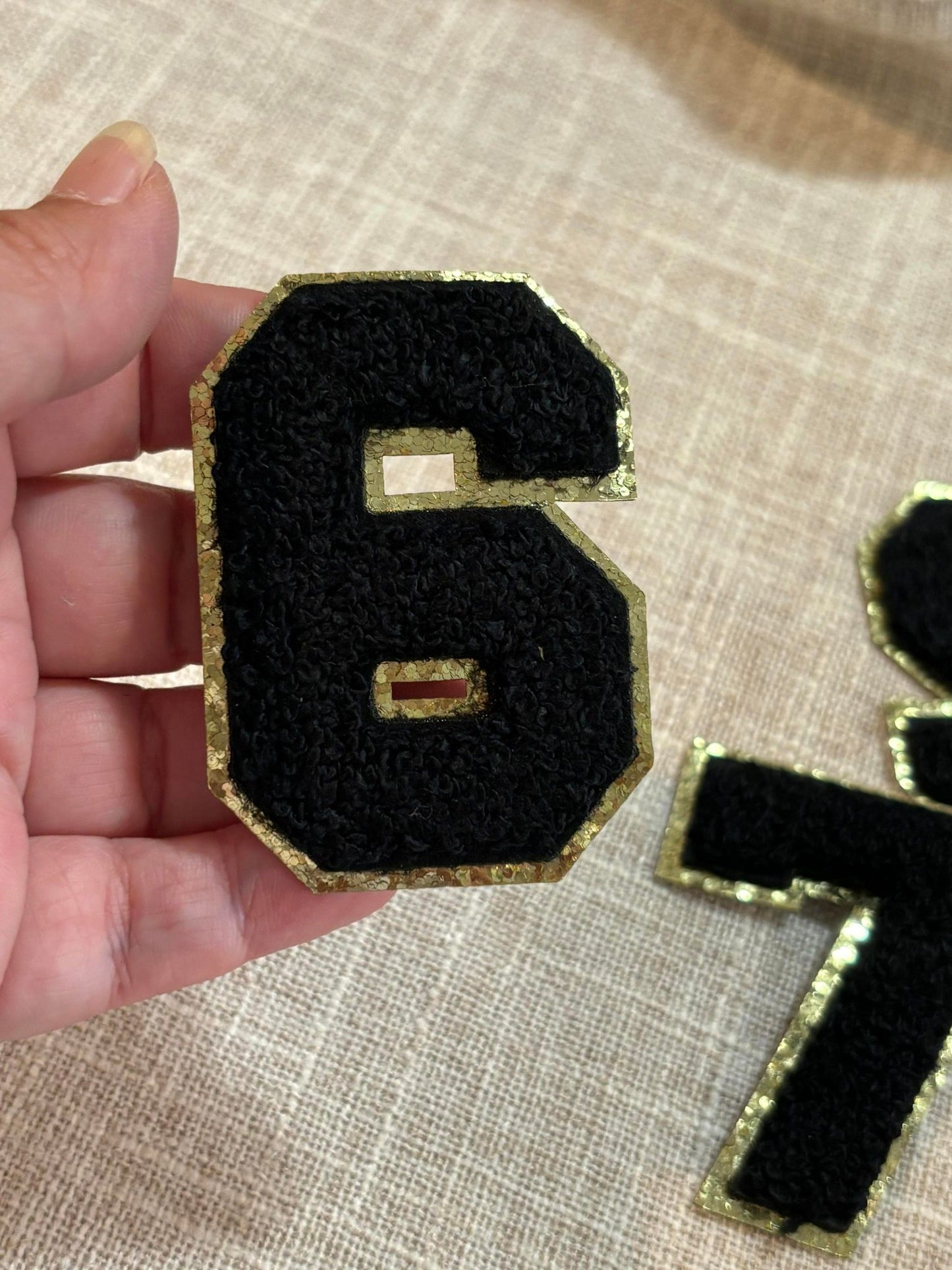 Black number chenille patch (hat patch)