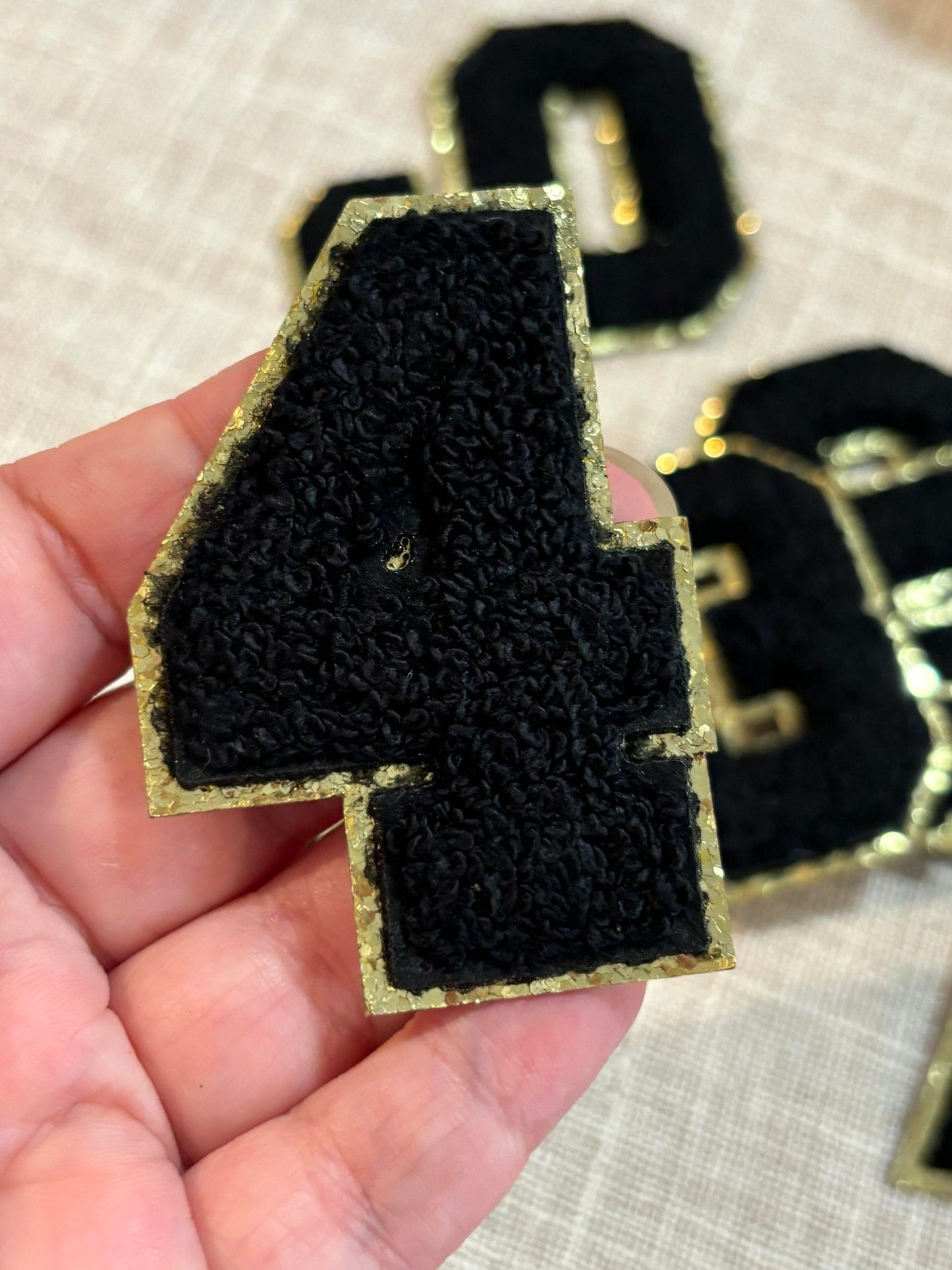 Black number chenille patch (hat patch)