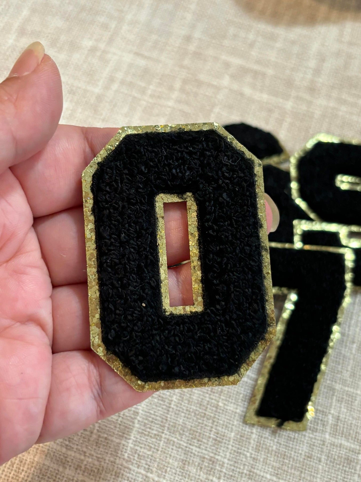 Black number chenille patch (hat patch)