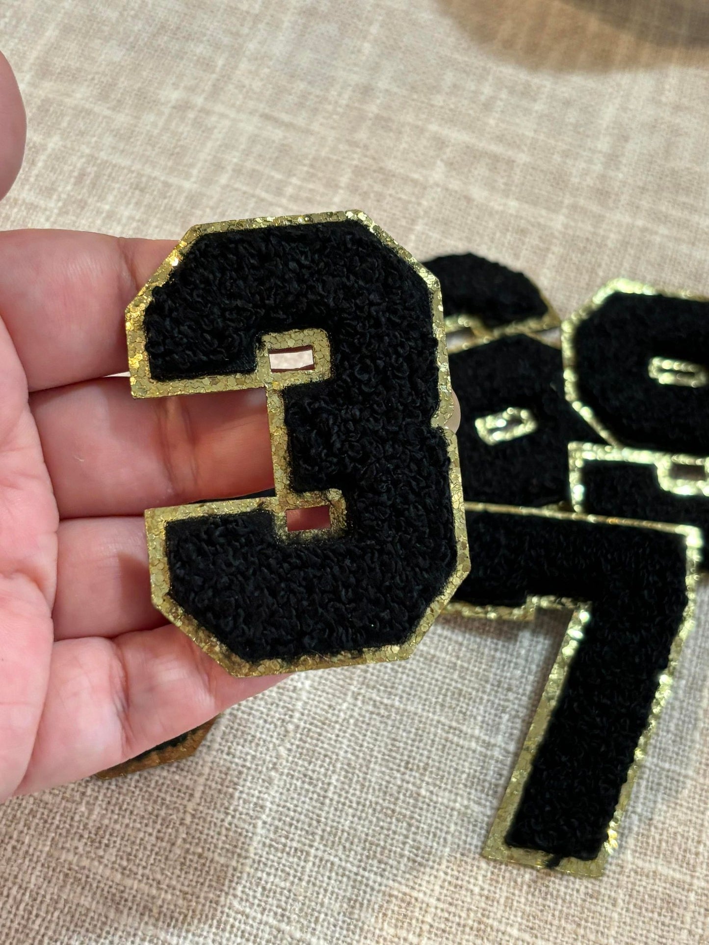 Black number chenille patch (hat patch)