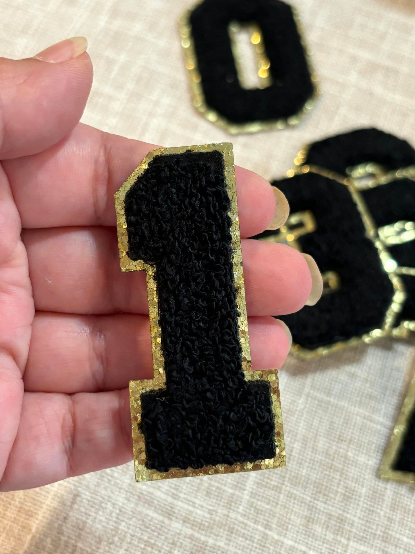 Black number chenille patch (hat patch)