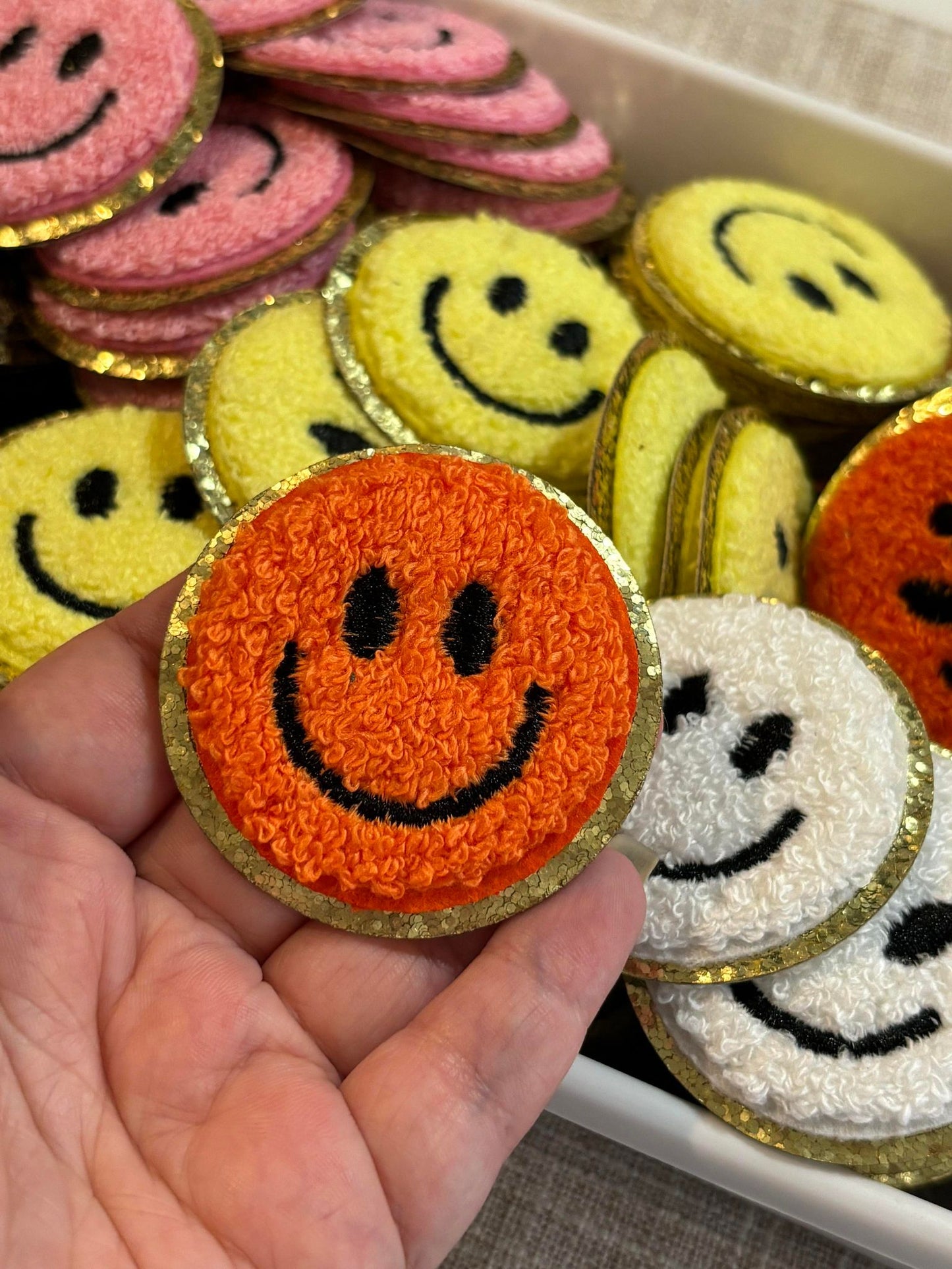 Happy chenille patch (hat/pocket patch)