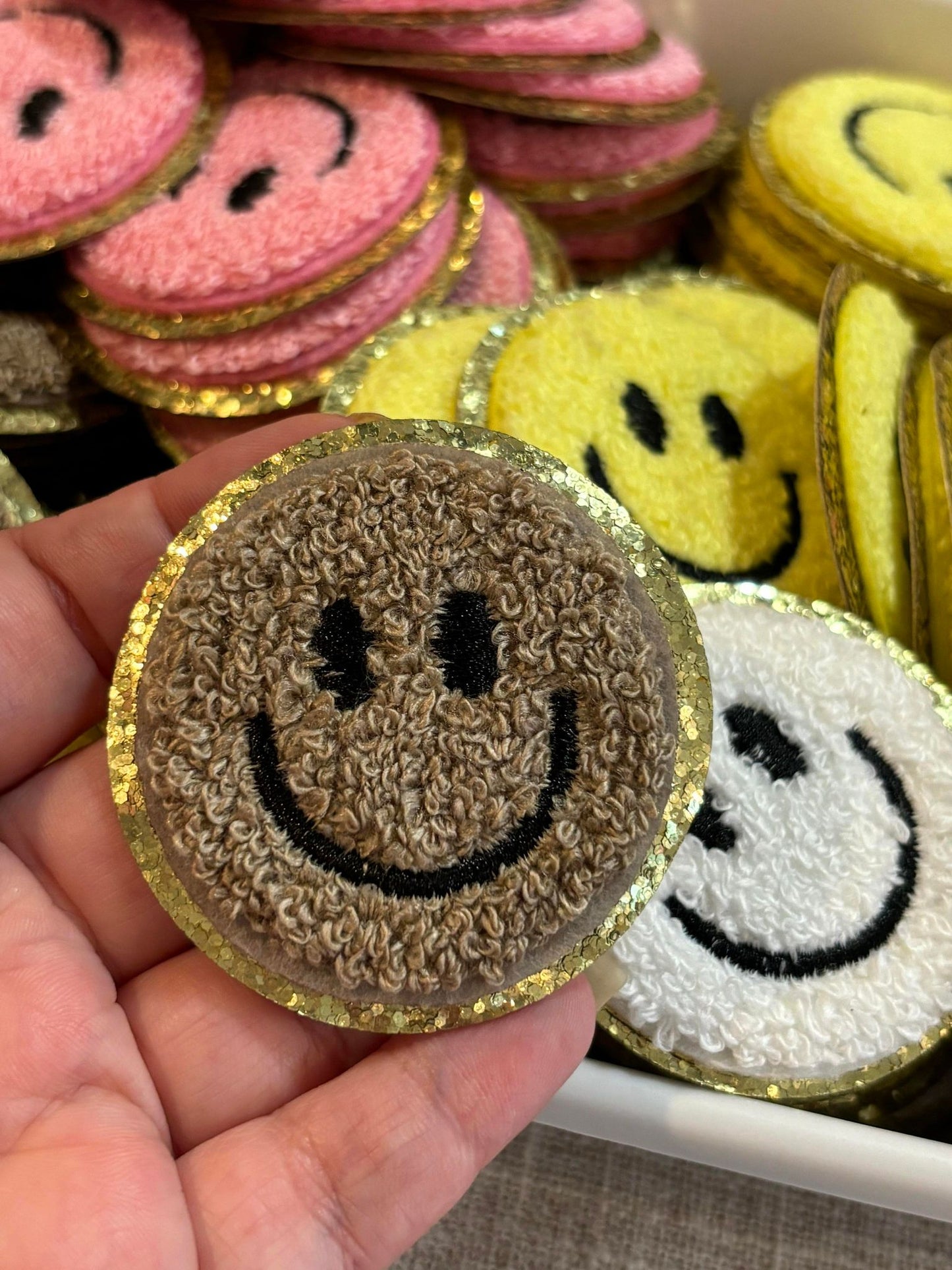 Happy chenille patch (hat/pocket patch)