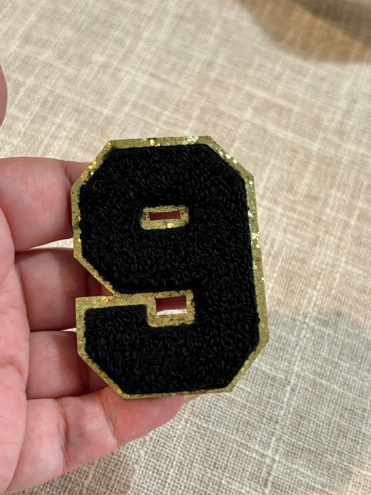 Black number chenille patch (hat patch)