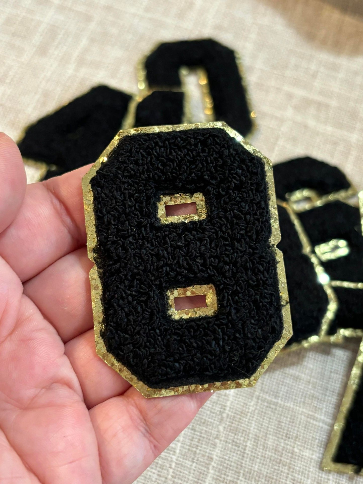 Black number chenille patch (hat patch)