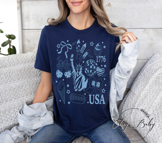 America (light blue ink)
