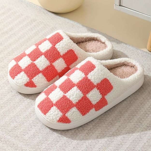 pink checkered slippers