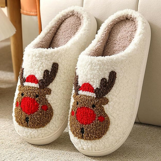 Red nose reindeer slippers