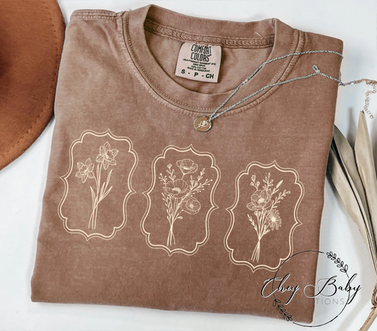 collage Fall flowers (beige ink)