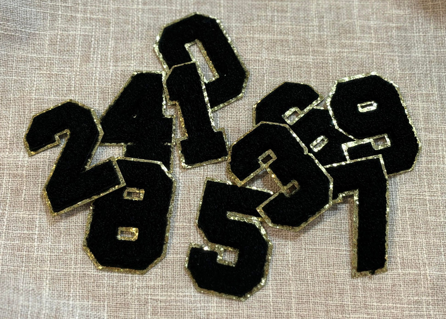 Black number chenille patch (hat patch)