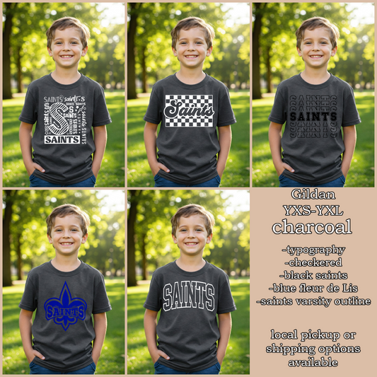 SAINTS Friday wear YOUTH charcoal(Gildan t shirt)