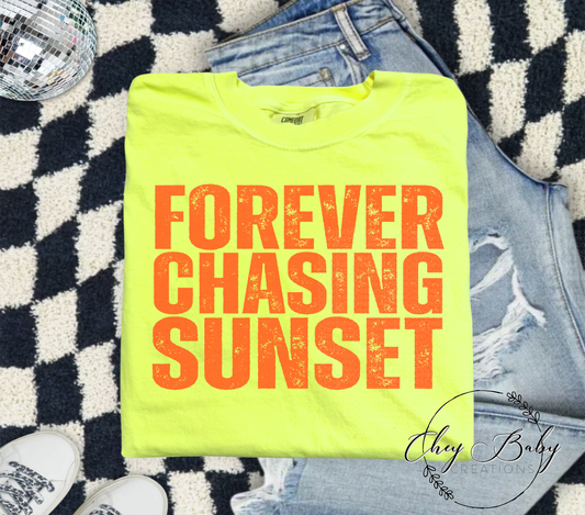 Forever Chasing Sunset (bright orange ink)