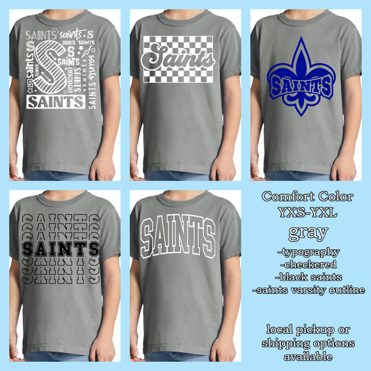 SAINTS Friday wear YOUTH gray (Comfort Color t shirt)