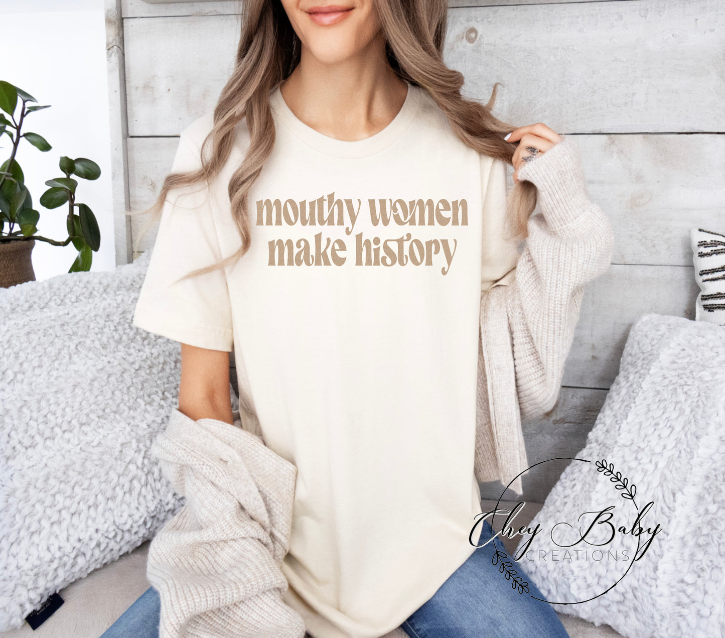 Mouthy women make history (tan ink)