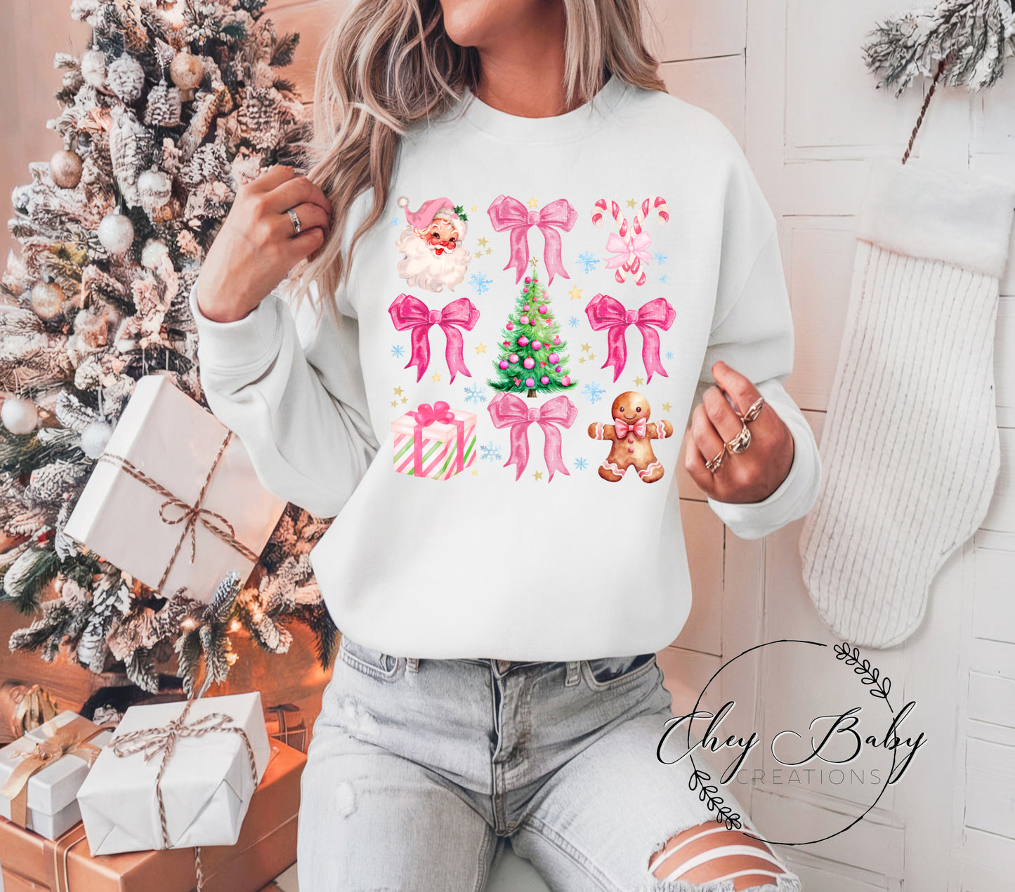 DTF pink Christmas collage