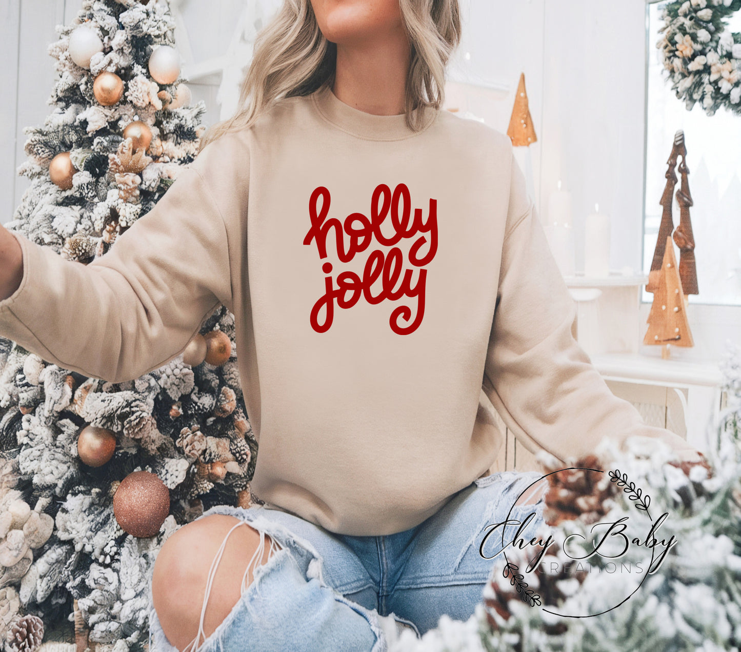 Holly Jolly PUFF crewneck