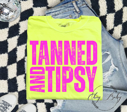 Tanned and Tipsy (hot pink ink)