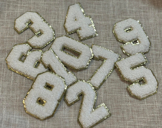 White number chenille patch (hat patch)